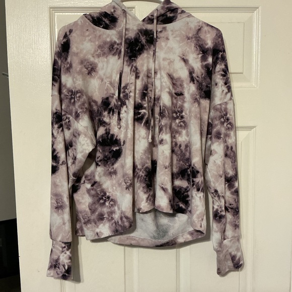 Y2K Cozy Tie Dye Lounge Set Cropped Hoodie & Shorts Soft Girl Womens Medium PJ - Picture 2 of 10